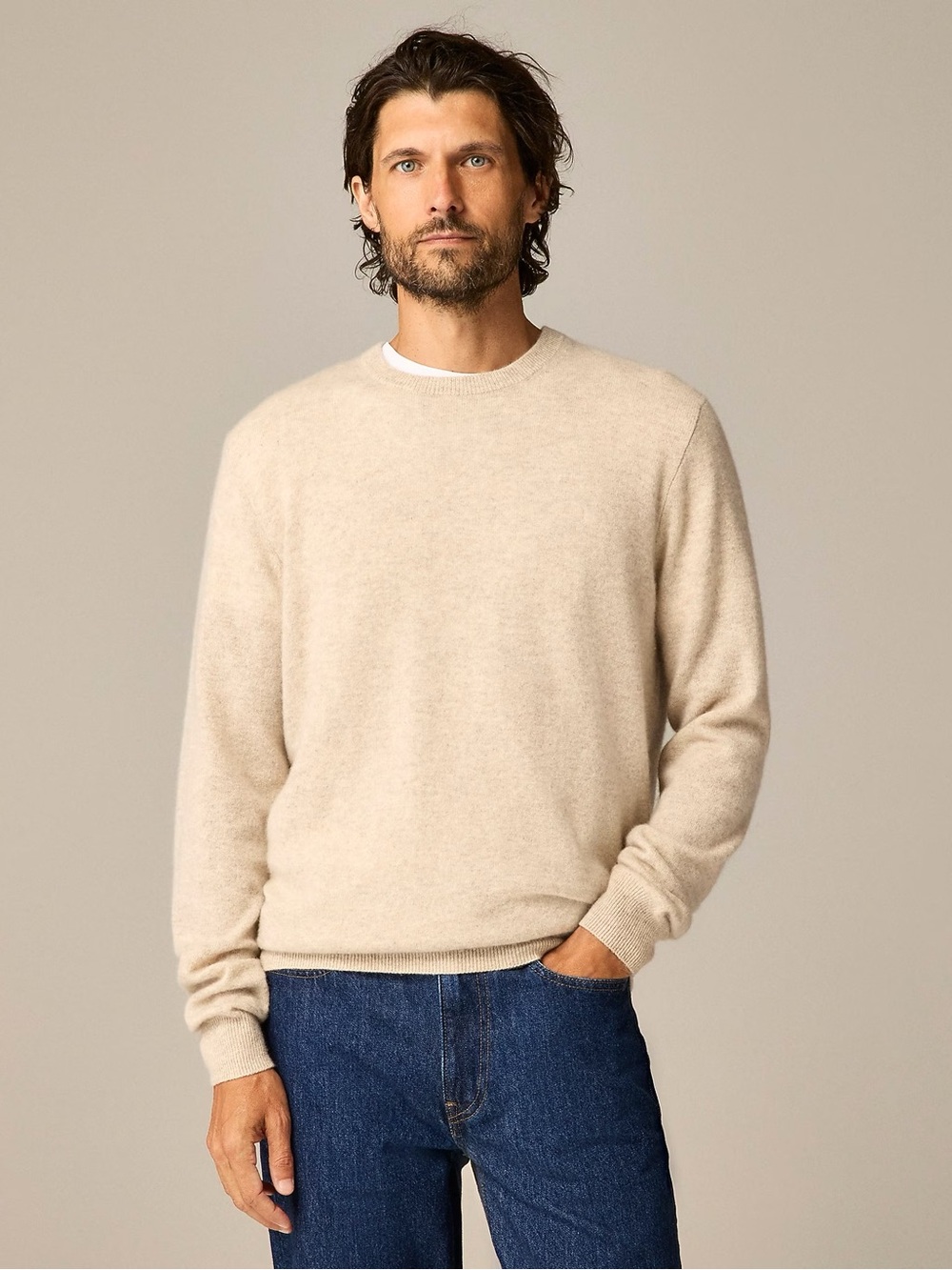 J. CREW Marled cashmere-linen blend sweater in Ecru Size XL NWT $158 CJ375
